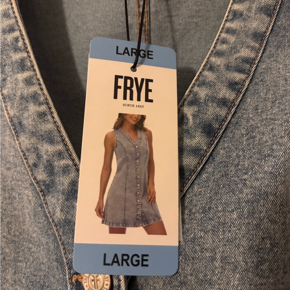 Frye Sleeveless Button-Front Denim Mini Dress - Light Blue - Picture 6 of 6